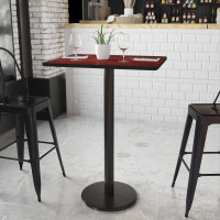 Flash Furniture XU-MAHTB-2430-TR18B-GG 30" Rectangular Mahogany Laminate Table Top with 18" Bar Height Table Base