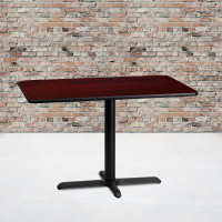 Flash Furniture XU-MAHTB-2442-T2230-GG 42" Rectangular Mahogany Laminate Table Top with 30" Table Height Base