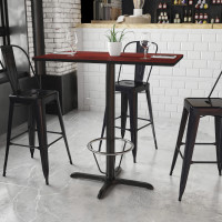 Flash Furniture XU-MAHTB-2442-T2230B-3CFR-GG 24'' x 42'' Rectangular Mahogany Laminate Table Top with 22'' x 30'' Bar Height Table Base and Foot Ring 