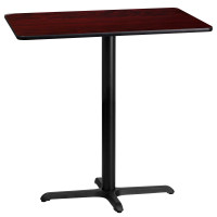 Flash Furniture XU-MAHTB-2442-T2230B-GG 42" Rectangular Mahogany Laminate Table Top with 30" Bar Height Table Base