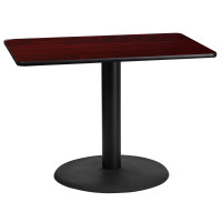 Flash Furniture XU-MAHTB-2442-TR24-GG 42" Rectangular Mahogany Laminate Table Top with 24" Round Table Height Base