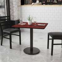 Flash Furniture XU-MAHTB-3030-TR18-GG 30" Square Mahogany Laminate Table Top with 18" Round Table Height Base
