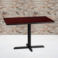 Flash Furniture XU-MAHTB-3042-T2230-GG 42" Rectangular Mahogany Laminate Table Top with 30" Table Height Base