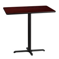 Flash Furniture XU-MAHTB-3042-T2230B-GG 42" Rectangular Mahogany Laminate Table Top with 30" Bar Height Table Base