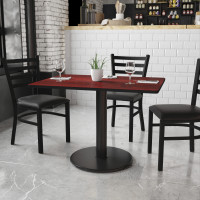 Flash Furniture XU-MAHTB-3042-TR24-GG 42" Rectangular Mahogany Laminate Table Top with 24" Round Table Height Base