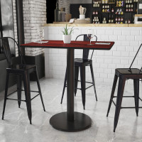 Flash Furniture XU-MAHTB-3042-TR24B-GG 42" Rectangular Mahogany Laminate Table Top with 24" Bar Height Table Base