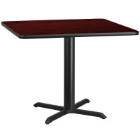 Flash Furniture XU-MAHTB-4242-T3333-GG 42" Square Mahogany Laminate Table Top with 33" Table Height Base