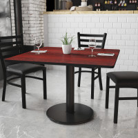 Flash Furniture XU-MAHTB-4242-TR24-GG 42" Square Mahogany Laminate Table Top with 24" Round Table Height Base