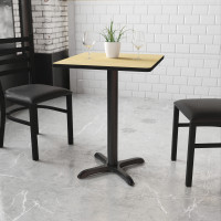 Flash Furniture XU-NATTB-2424-T2222-GG 24" Square Natural Laminate Table Top with 22" Table Height Base