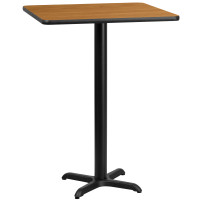 Flash Furniture XU-NATTB-2424-T2222B-GG 24" Square Natural Laminate Table Top with 22" Bar Height Table Base