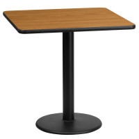 Flash Furniture XU-NATTB-2424-TR18-GG 24" Square Natural Laminate Table Top with 18" Round Table Height Base