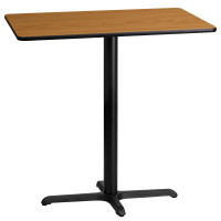 Flash Furniture XU-NATTB-2442-T2230B-GG 42" Rectangular Natural Laminate Table Top with Base