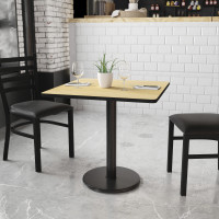 Flash Furniture XU-NATTB-3030-TR18-GG 30" Square Natural Laminate Table Top with 18" Round Table Height Base