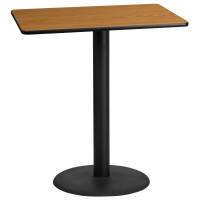 Flash Furniture XU-NATTB-3042-TR24B-GG 42" Rectangular Natural Laminate Table Top with Base