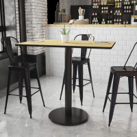 Flash Furniture XU-NATTB-3048-TR24B-GG 48" Rectangular Natural Laminate Table Top with Base