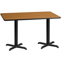 Flash Furniture XU-NATTB-3060-T2222-GG 60" Rectangular Natural Laminate Table Top with Base