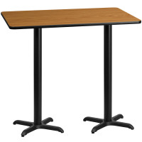 Flash Furniture XU-NATTB-3060-T2222B-GG 60" Rectangular Natural Laminate Table Top with Base