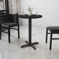 Flash Furniture XU-RD-24-BLKTB-T2222-GG 24" Round Black Laminate Table Top with 22" Table Height Base