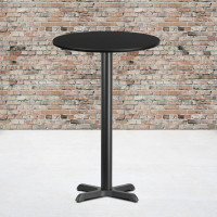 Flash Furniture XU-RD-24-BLKTB-T2222B-GG 24" Round Black Laminate Table Top with 22" Bar Height Table Base