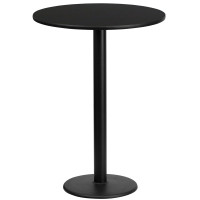 Flash Furniture XU-RD-24-BLKTB-TR18B-GG 24" Round Black Laminate Table Top with 18" Round Bar Height Table Base