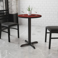 Flash Furniture XU-RD-24-MAHTB-T2222-GG 24" Round Mahogany Laminate Table Top with 22" Table Height Base