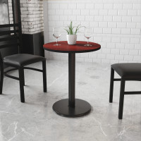 Flash Furniture XU-RD-24-MAHTB-TR18-GG 24" Round Mahogany Laminate Table Top with 18" Round Table Height Base