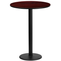 Flash Furniture XU-RD-24-MAHTB-TR18B-GG 24" Round Mahogany Laminate Table Top with 18" Round Bar Height Table Base