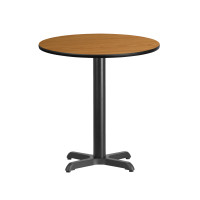 Flash Furniture XU-RD-24-NATTB-T2222-GG 24" Round Natural Laminate Table Top with 22" Table Height Base