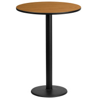 Flash Furniture XU-RD-24-NATTB-TR18B-GG 24" Round Natural Laminate Table Top with 18" Round Bar Height Table Base