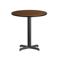 Flash Furniture XU-RD-24-WALTB-T2222-GG 24" Round Walnut Laminate Table Top with 22" Table Height Base