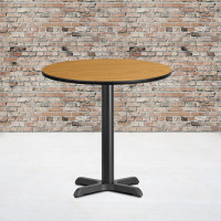 Flash Furniture XU-RD-30-NATTB-T2222-GG 30" Round Natural Laminate Table Top with 22" Table Height Base