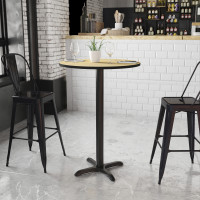 Flash Furniture XU-RD-30-NATTB-T2222B-GG 30" Round Natural Laminate Table Top with 22" Bar Height Table Base
