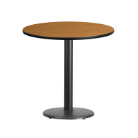 Flash Furniture XU-RD-30-NATTB-TR18-GG 30" Round Natural Laminate Table Top with 18" Round Table Height Base
