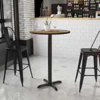 Flash Furniture XU-RD-30-WALTB-T2222B-GG 30" Round Walnut Laminate Table Top with 22" Bar Height Table Base