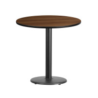 Flash Furniture XU-RD-30-WALTB-TR18-GG 30" Round Walnut Laminate Table Top with 18" Round Table Height Base