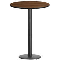 Flash Furniture XU-RD-30-WALTB-TR18B-GG 30" Round Walnut Laminate Table Top with 18" Round Bar Height Table Base