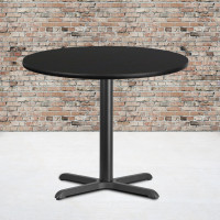 Flash Furniture XU-RD-36-BLKTB-T3030-GG 36" Round Black Laminate Table Top with 30" Table Height Base