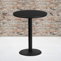Flash Furniture XU-RD-36-BLKTB-TR24B-GG 36" Round Black Laminate Table Top with 24" Round Bar Height Table Base