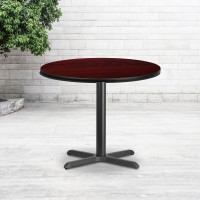 Flash Furniture XU-RD-36-MAHTB-T3030-GG 36" Round Mahogany Laminate Table Top with 30" Table Height Base