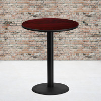 Flash Furniture XU-RD-36-MAHTB-TR24B-GG 36" Round Mahogany Laminate Table Top with 24" Round Bar Height Table Base