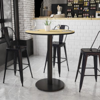 Flash Furniture XU-RD-36-NATTB-TR24B-GG 36" Round Natural Laminate Table Top with 24" Round Bar Height Table Base