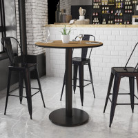 Flash Furniture XU-RD-36-WALTB-TR24B-GG 36" Round Walnut Laminate Table Top with 24" Round Bar Height Table Base