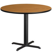 Flash Furniture XU-RD-42-NATTB-T3333-GG 42" Round Natural Laminate Table Top with 33" Table Height Base
