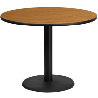Flash Furniture XU-RD-42-NATTB-TR24-GG 42" Round Natural Laminate Table Top with 24" Round Table Height Base