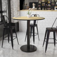 Flash Furniture XU-RD-42-NATTB-TR24B-GG 42" Round Natural Laminate Table Top with 24" Round Bar Height Table Base