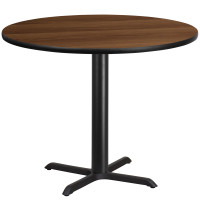 Flash Furniture XU-RD-42-WALTB-T3333-GG 42" Round Walnut Laminate Table Top with 33" Table Height Base