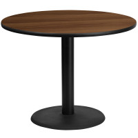 Flash Furniture XU-RD-42-WALTB-TR24-GG 42" Round Walnut Laminate Table Top with 24" Round Table Height Base