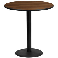 Flash Furniture XU-RD-42-WALTB-TR24B-GG 42" Round Walnut Laminate Table Top with 24" Round Bar Height Table Base