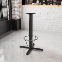 Flash Furniture XU-T3333-BAR-4CFR-GG 33'' x 33'' Restaurant Table X-Base with 4'' Dia. Bar Height Column and Foot Ring 