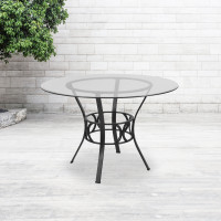 Flash Furniture XU-TBG-5-GG Carlisle 45'' Round Glass Dining Table with Black Metal Frame 